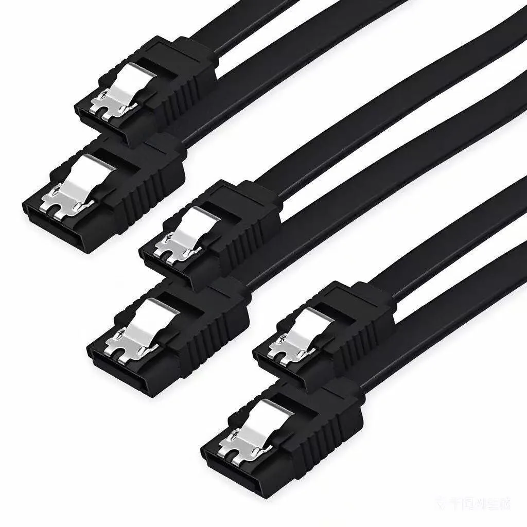 Three black SATA cables with locking latches, 24 inch length