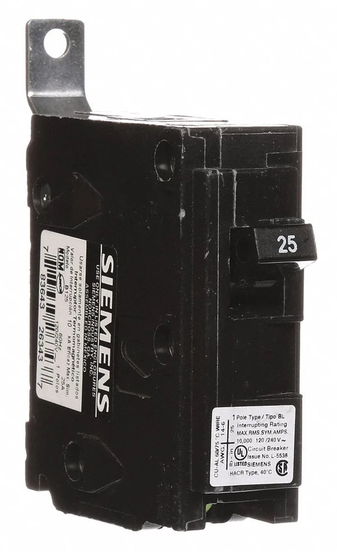 SIEMENS SIEMENS B125 Miniature Circuit Breaker BL Series 25A 1 Pole 120/240V AC — product photo
