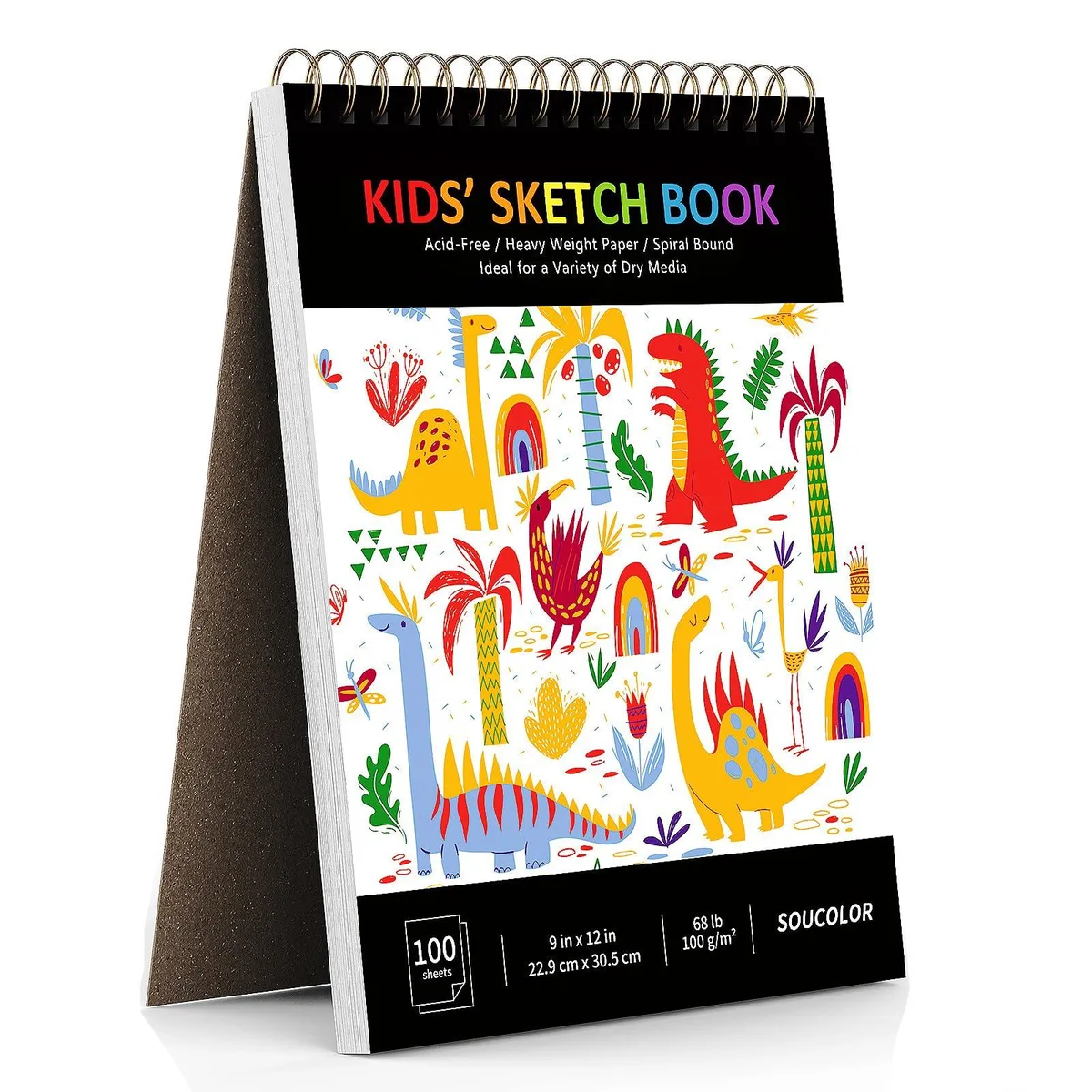  Soucolor 9" x 12" Sketch Book 100 Sheets 68lb Spiral Bound Cute Black — product photo