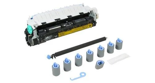 Rectangular fuser kit unit, matte grey plastic housing with metal rollers visible, new condition