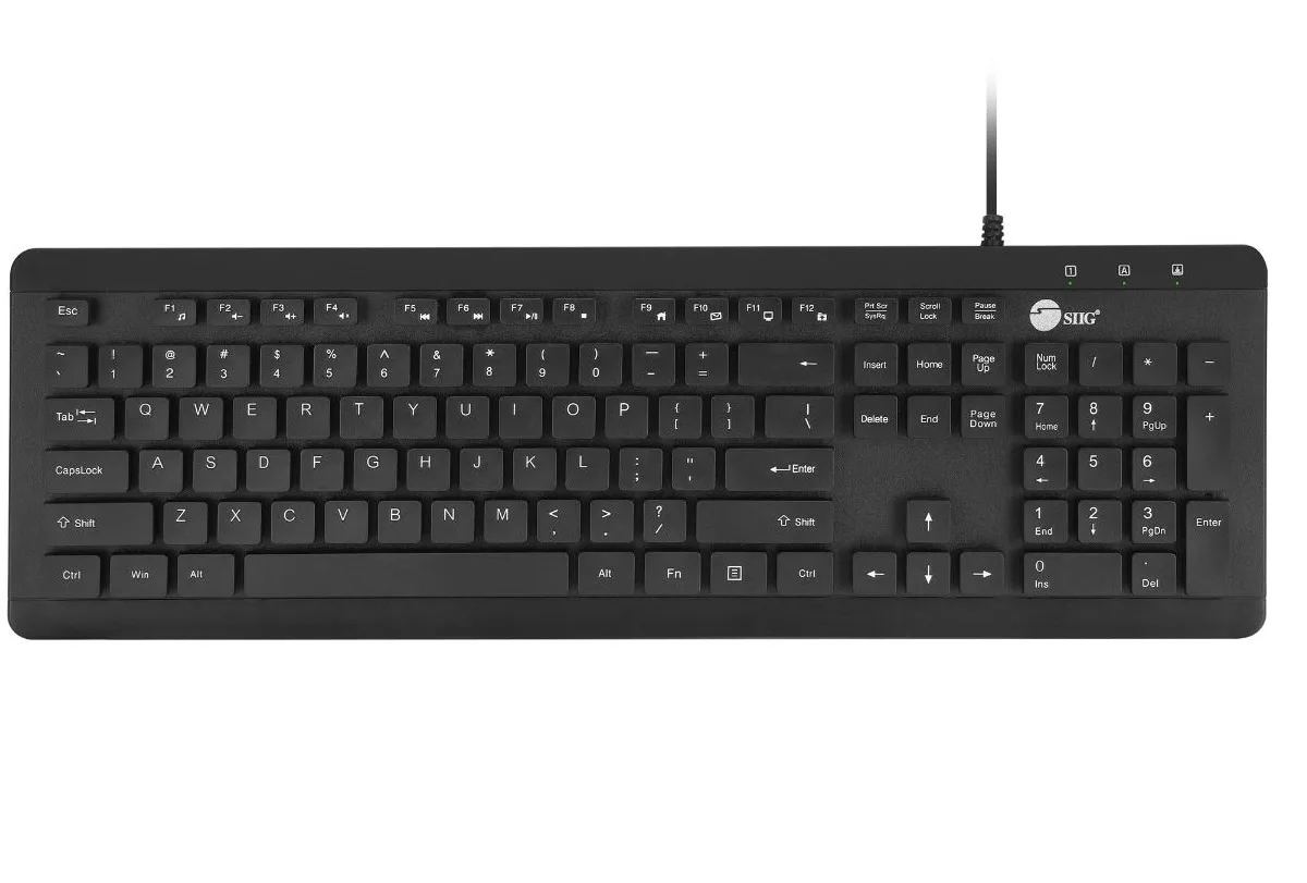 SIIG, Inc SIIG, Inc JK-US0U11-S1 Industrial Grade Washable Dustproof USB Multimedia Keyboard — product photo