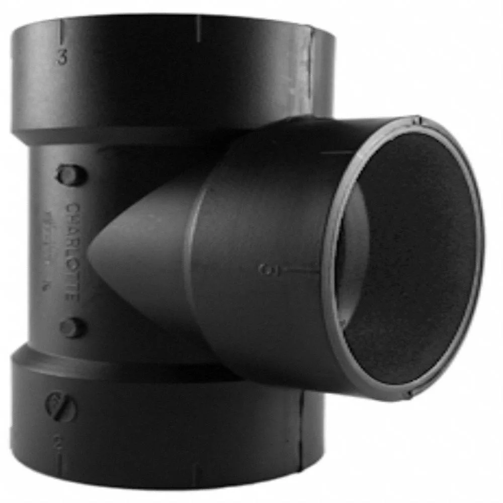 Black ABS vent tee with three hub connections