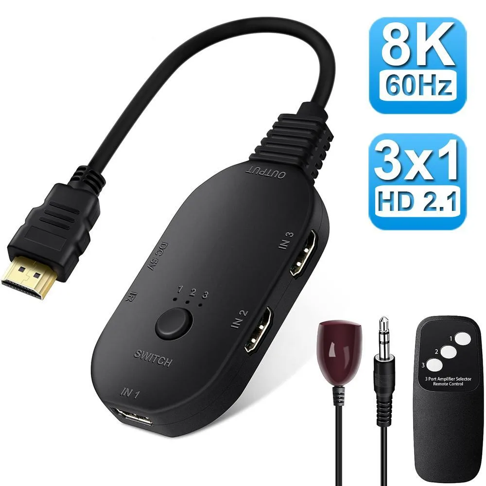 WRIARICH WRIARICH 3-Port HDMI 2.1 Switch 8K@60Hz Black — product photo