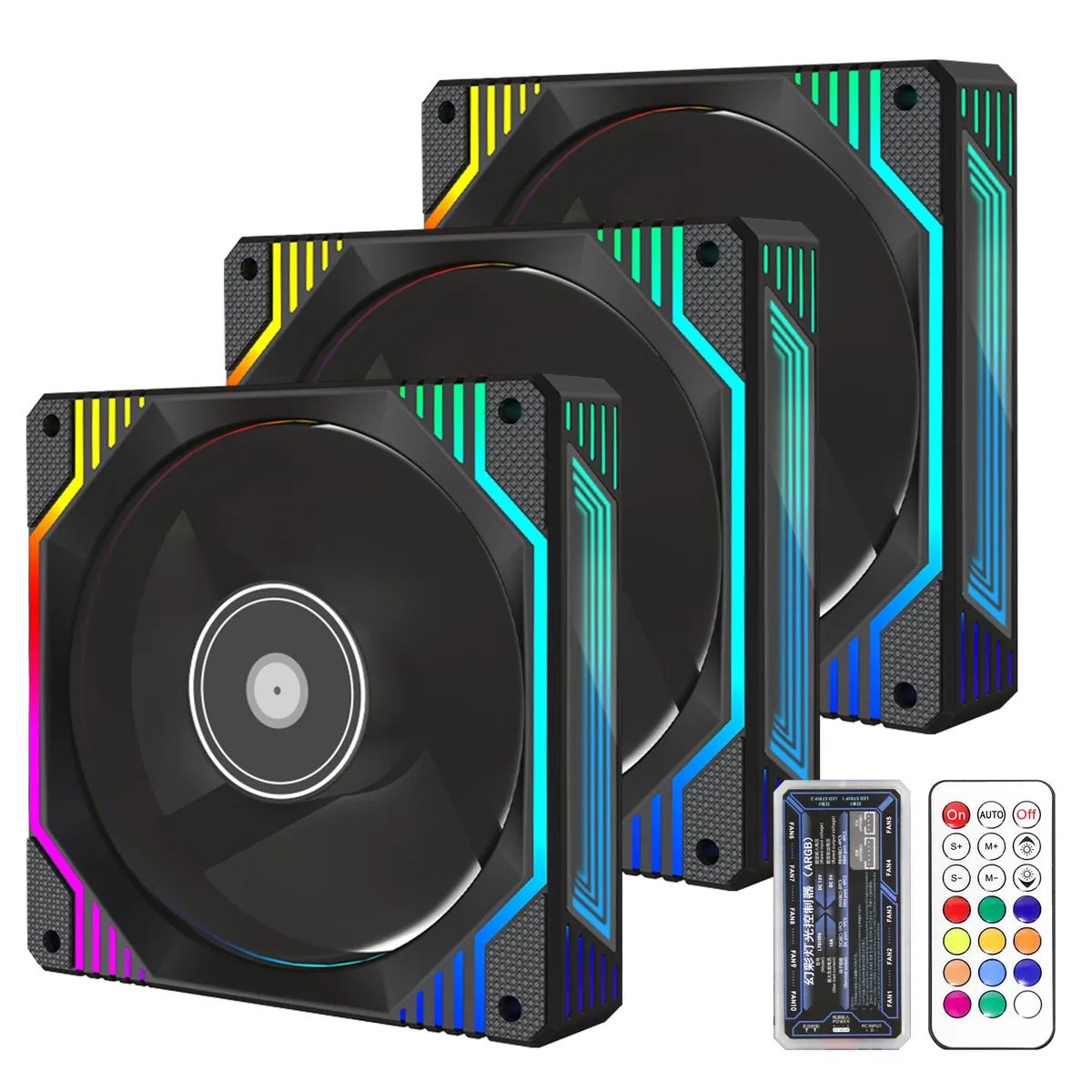 PANO-MOUNTS PANO-MOUNTS 120mm Infinity Mirror RGB Case Fans 3-Pack Black — product photo