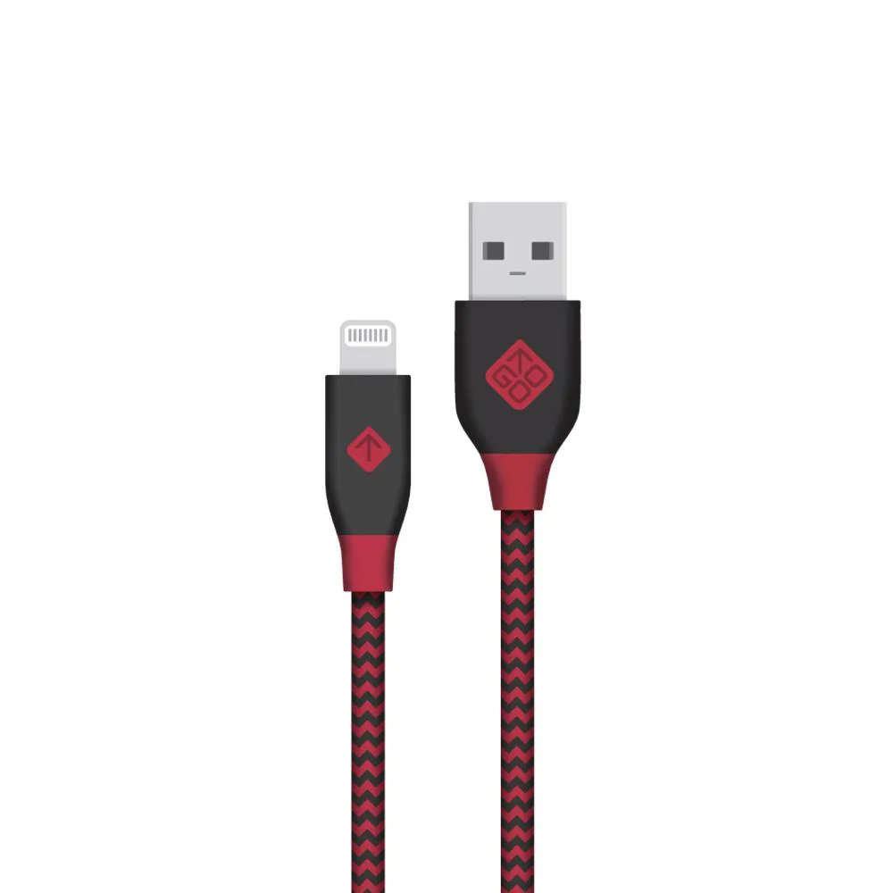 Five red braided Lightning cables coiled together 6.6 ft