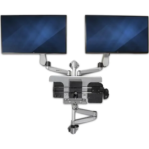 STARTECH STARTECH WALLSTSI2 dual monitor wall mount server rack 25.6in 17.5in 30in VESA 75 100 360deg — product photo