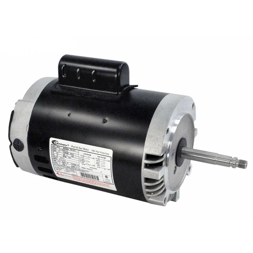 Silver cylindrical electric motor with threaded shaft and mounting flange