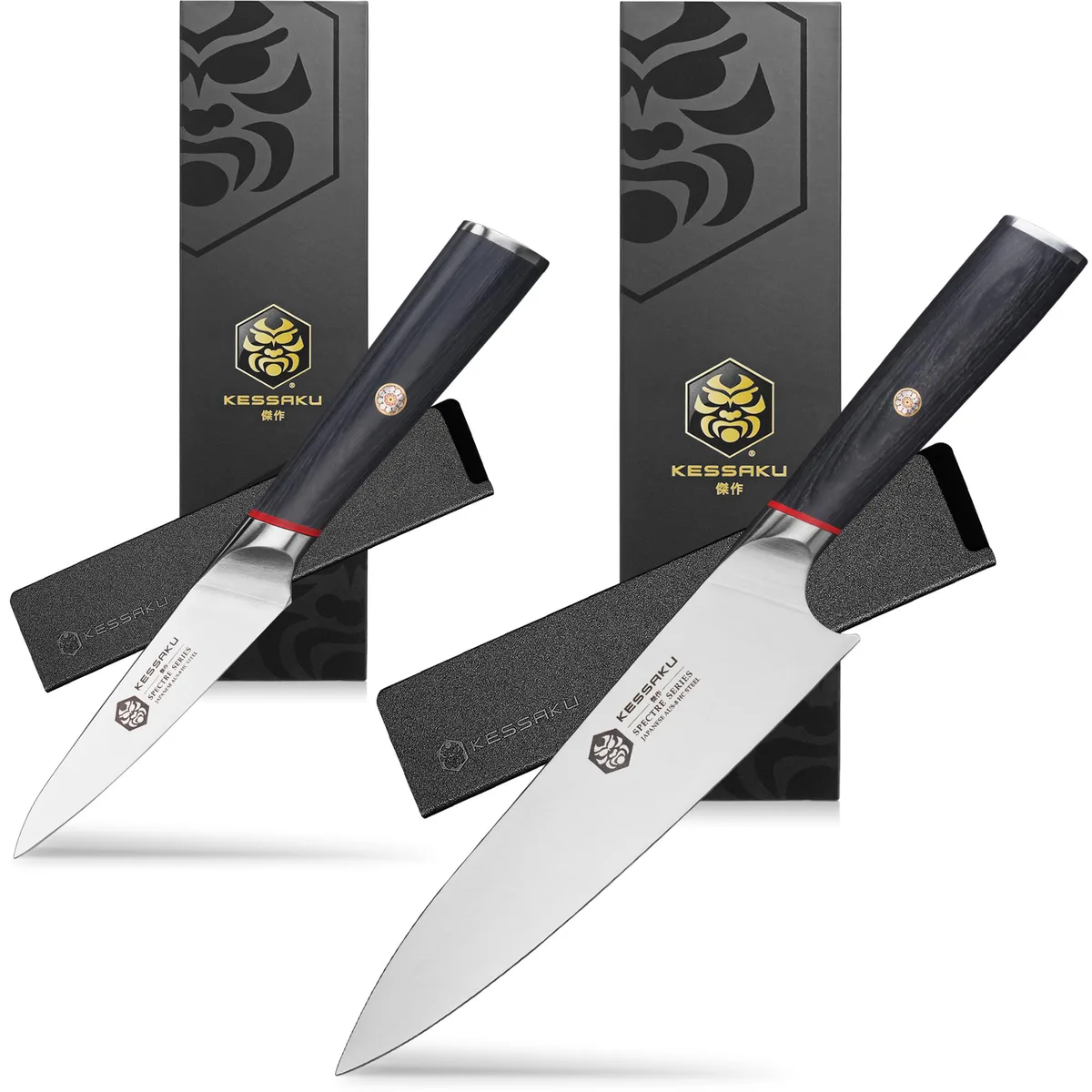 Kessaku Kessaku Spectre Series 2-Piece Cutlery Set 8" Chef 4" Paring AUS-8 14° 56 HRC — product photo