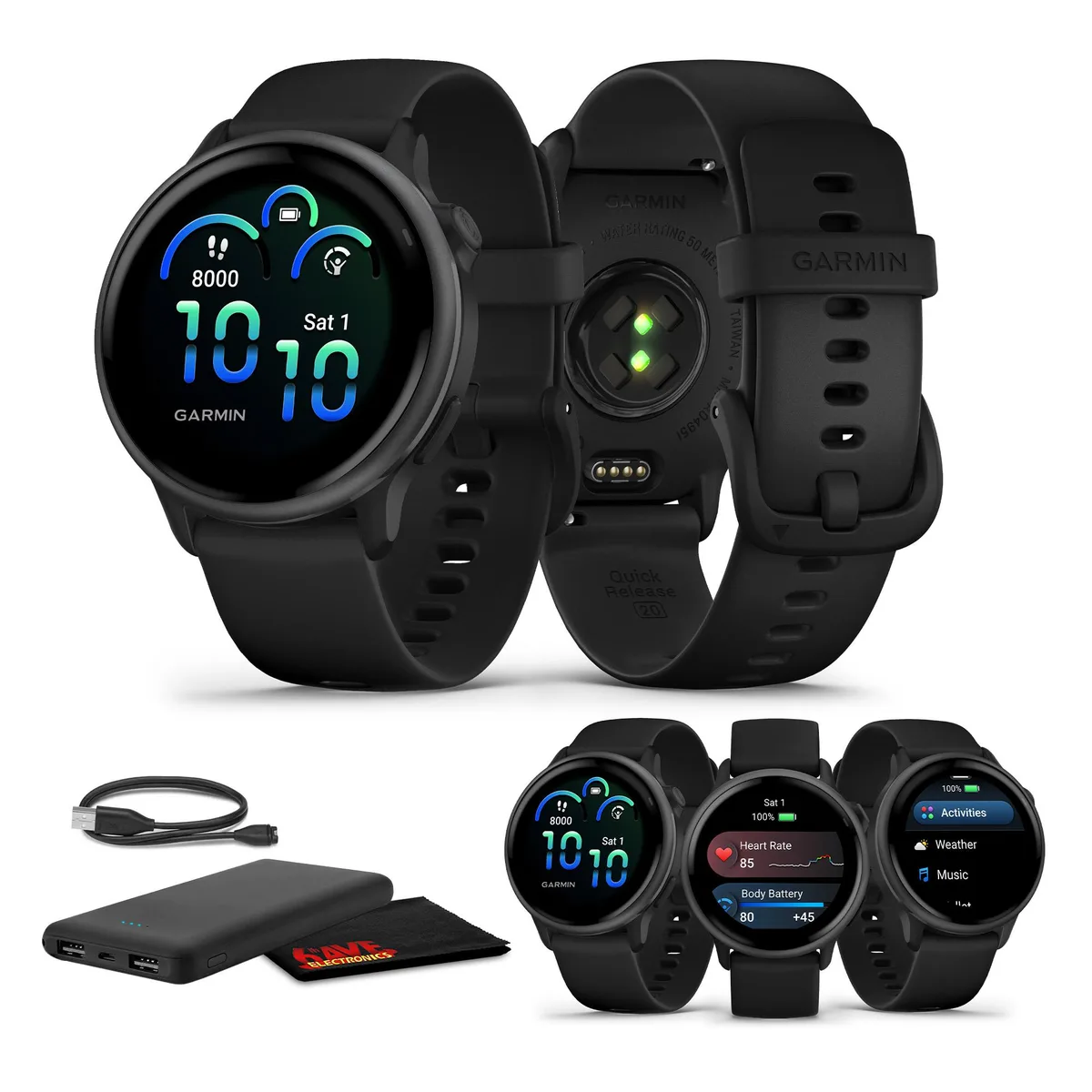 Garmin Garmin Vivoactive 6 AMOLED Smartwatch Slate Black Silicone Band 1.3 1.7 — product photo