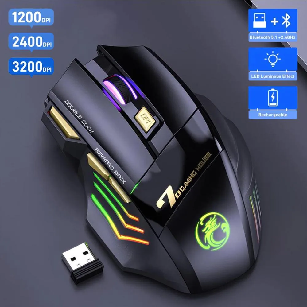 SMA SMA Wireless Gaming Mouse Dual Mode 1200/2400/3200 DPI 7 Buttons Black — product photo
