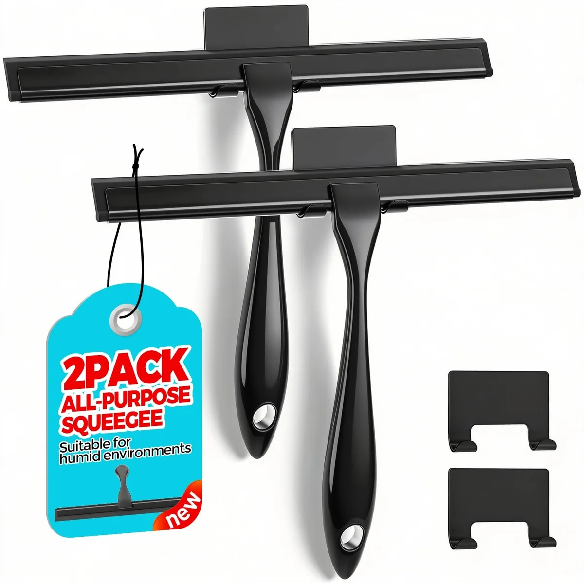  ALFLOD Shower Squeegee 2-Pack Black 25.4 cm — product photo