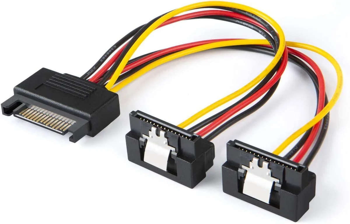 CableCreation CableCreation SATA Power Splitter Cable 2-Pack 15 Pin Male to 2x Female 90 Degree — product photo