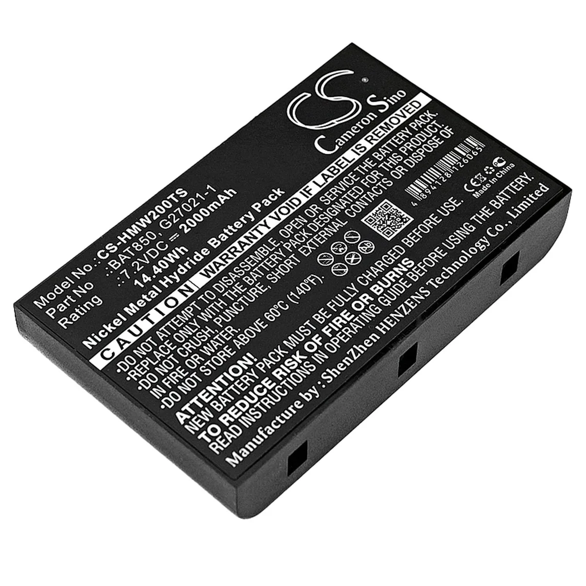 Cameron Sino 2000mAh 7.20V Nickel-Zinc Battery for HME MB100 MB300ES Pro 850 WS200 — product photo