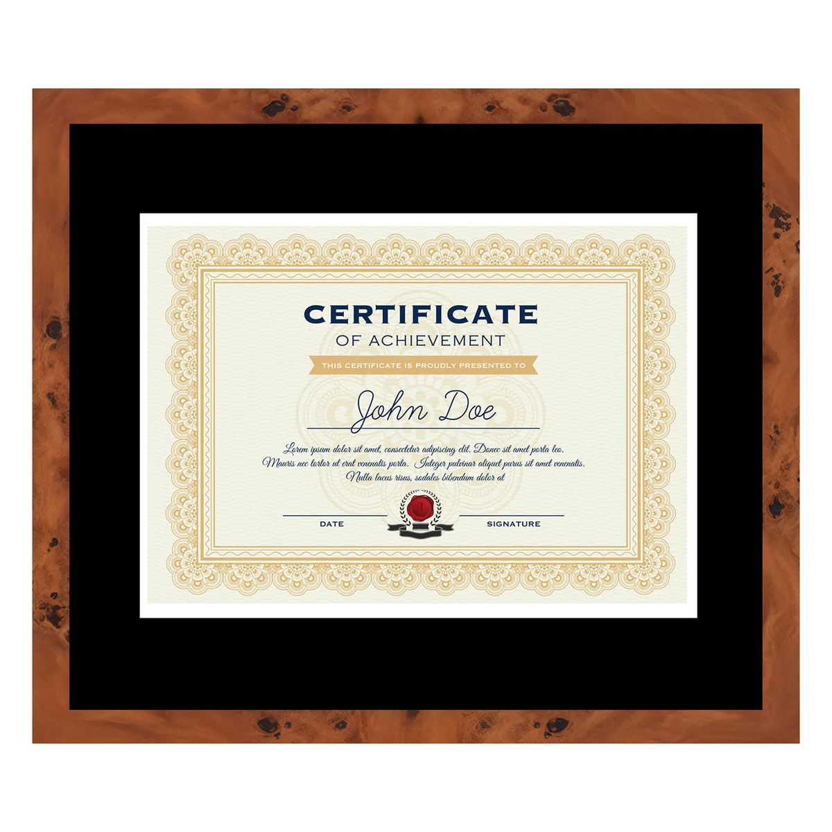 CustomPictureFrames.com CustomPictureFrames.com 16x19 Brown Diploma Frame Black on White Double Mat 12x15 with Mat home accent — product photo