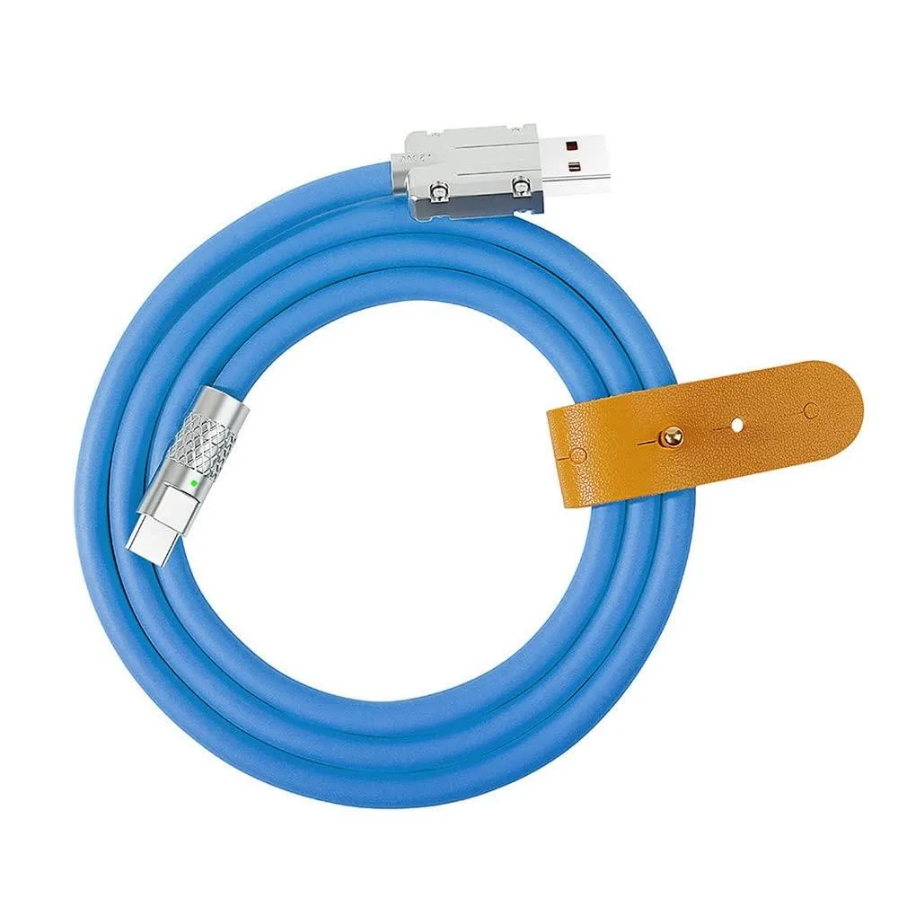 LORDWORLD LORDWORLD USB-A to USB-C Liquid Silicone 120W 200cm Blue Cable — product photo