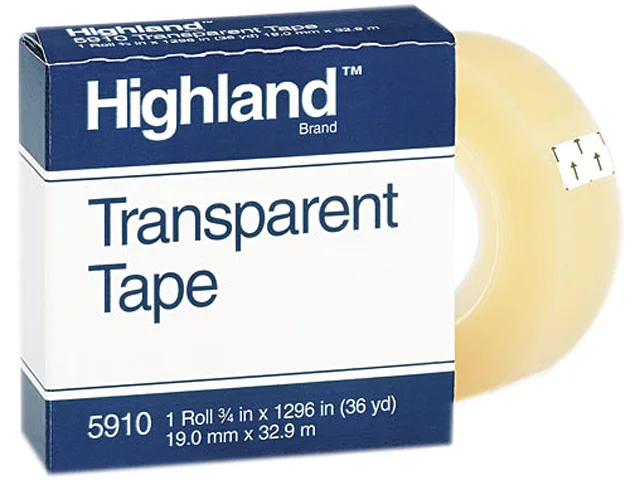 Clear transparent tape roll on a one-inch core