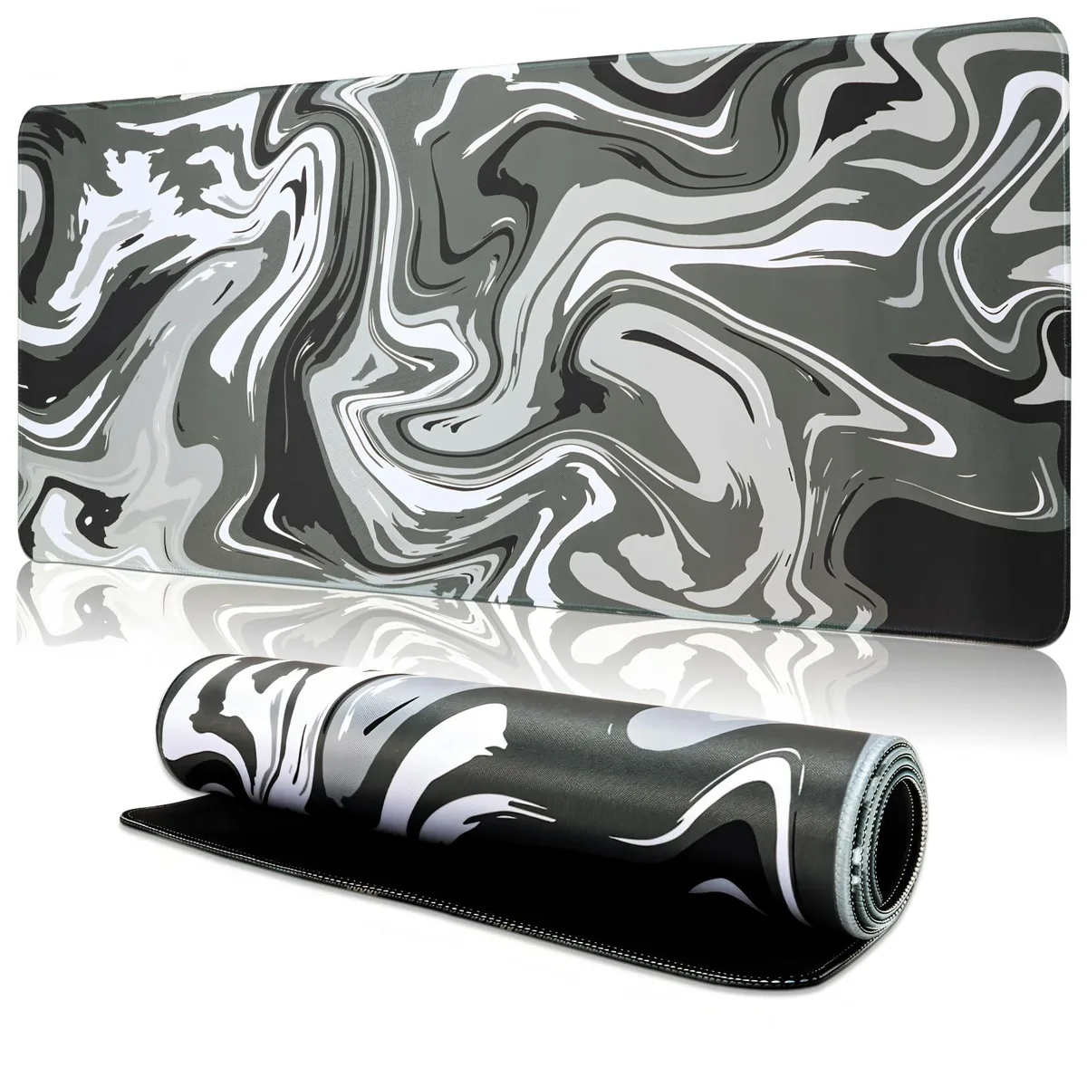  MAGLAUG Mouse Pad 31.5 x 11.8 in Black Gray Fluid — product photo