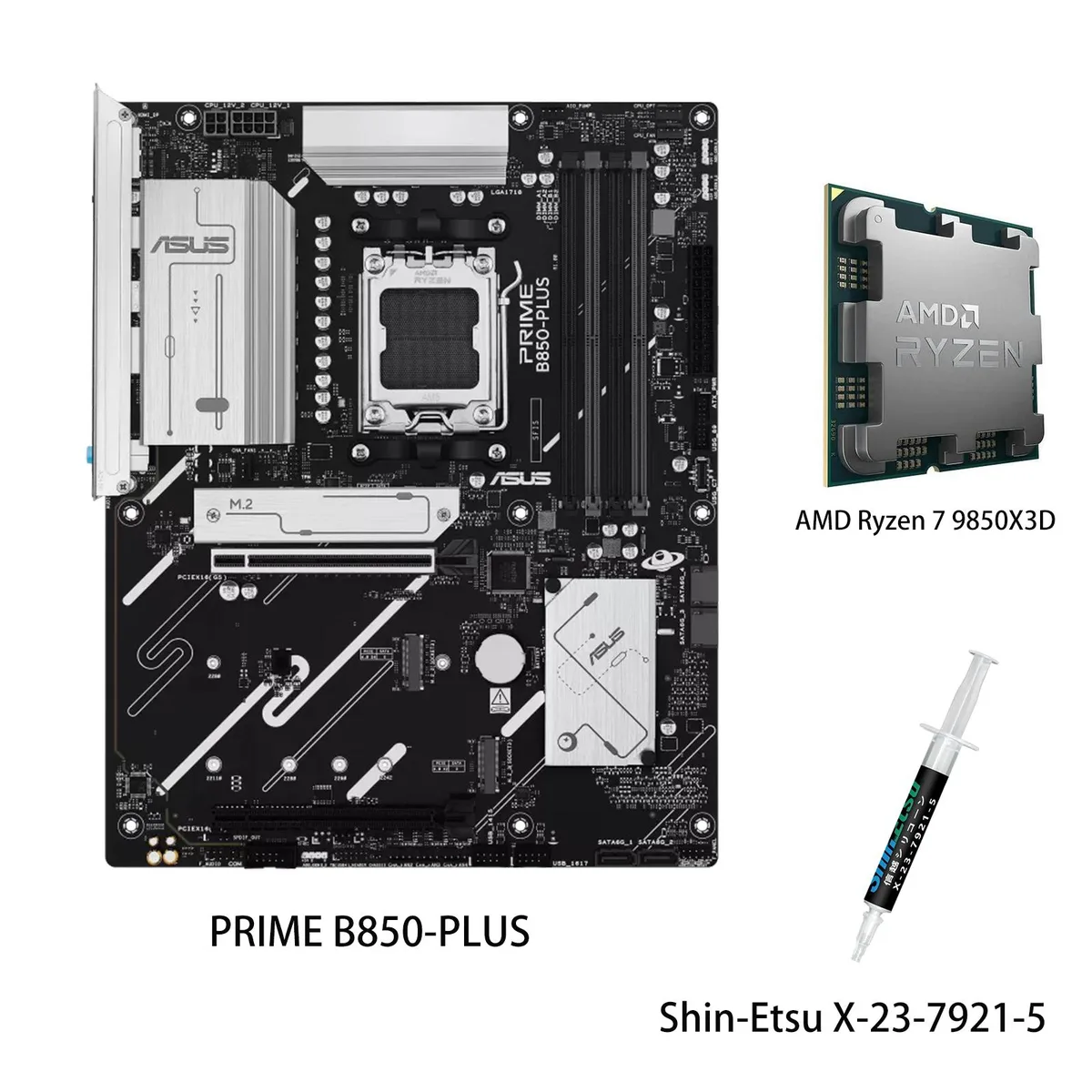 ASUS ASUS PRIME B850-PLUS &amp; Ryzen 7 9850X3D AMD motherboard combo — product photo