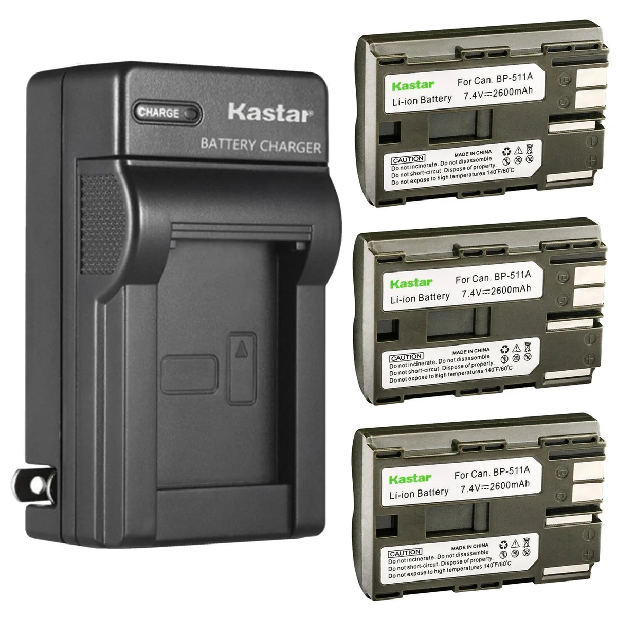 Kastar Kastar BP-511 BP-511A 3 Battery AC Wall Charger Kit — product photo