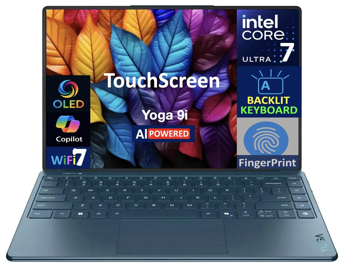 Lenovo Lenovo Yoga 14.0" OLED 4K Touchscreen Tidal Teal Ultra 7-258V 32GB LPDDR5X 2TB Arc 140V — product photo