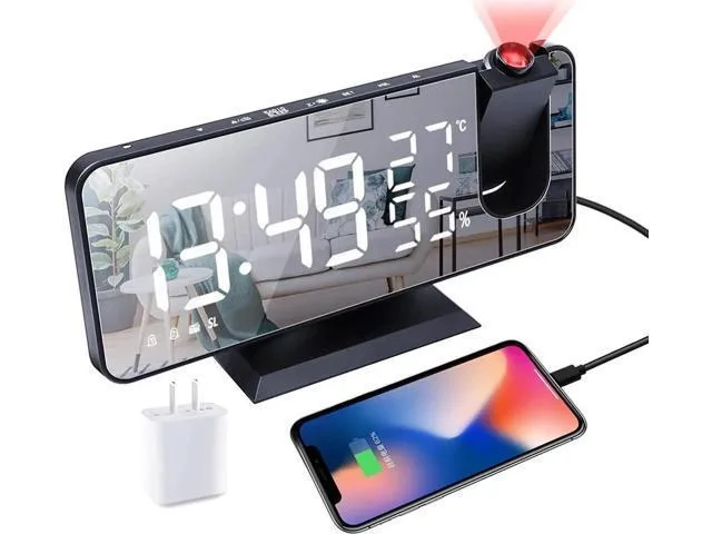 Nexora Nexora Projection Alarm Clock 7.3" LED Radio USB 180° — product photo