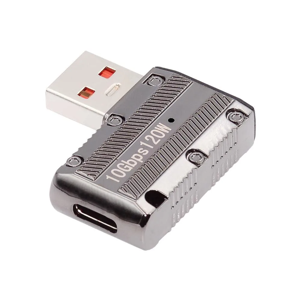 Fervit Fervit USB-C Female to USB 3.0 Male Left Angled 90 Degree 10Gbps 120W Mecha Cyberpunk — product photo
