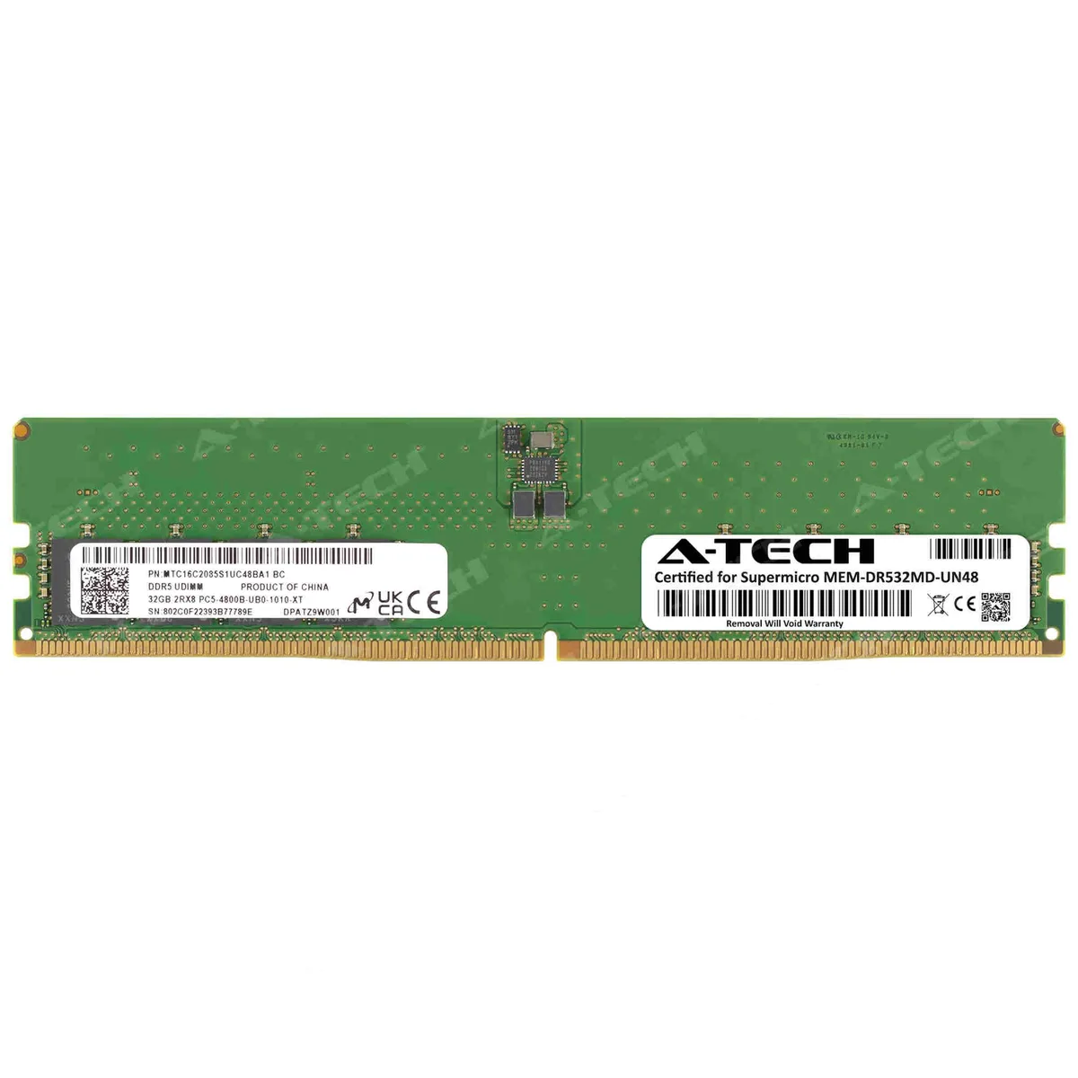 A-Tech A-Tech 32GB DDR5 4800 CL40 2Rx8 Non-ECC DIMM Supermicro Certified — product photo