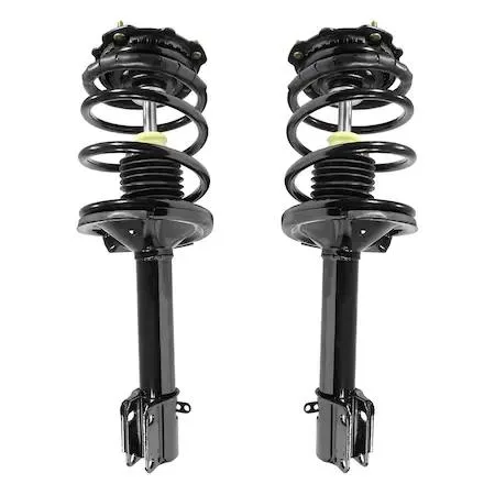 Two silver rear strut assemblies with coil springs and top mounts, new condition