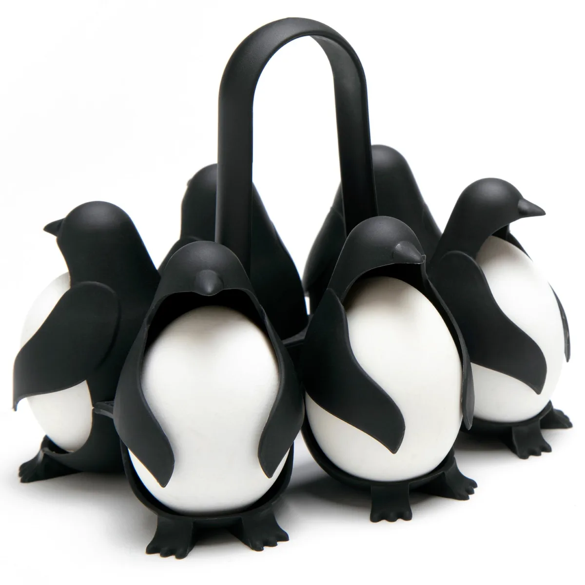  PELEG DESIGN Egguins Egg Cooker &amp; Holder Black 6 Eggs 16102 — product photo