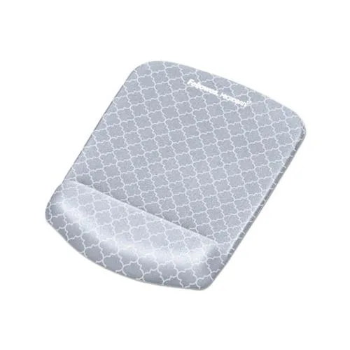 FELLOWES FELLOWES 9549701 mouse pad with wrist rest, Gray/White Lattice Pattern — product photo
