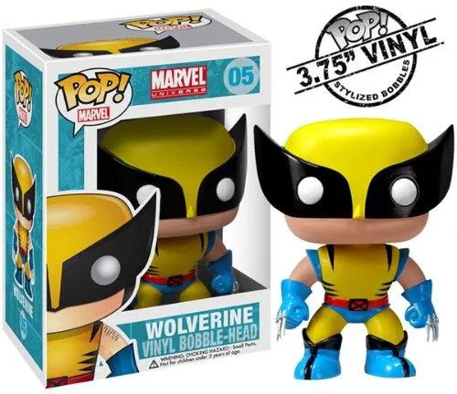 Funko Pop vinyl Wolverine figure in window box, 3.75 inches tall