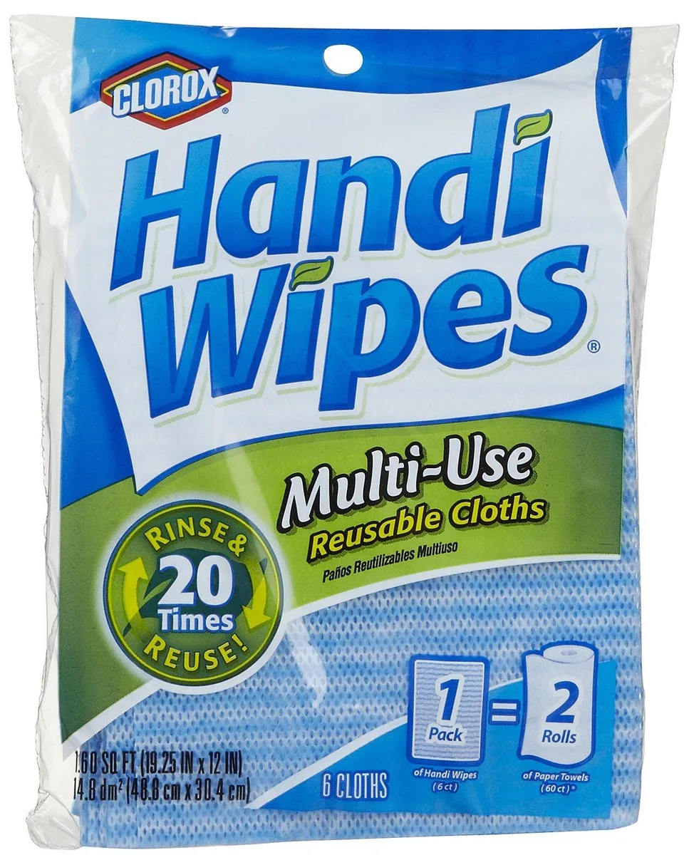 Clorox Handi Wipes reusable cloths 6 pack in rectangular packaging