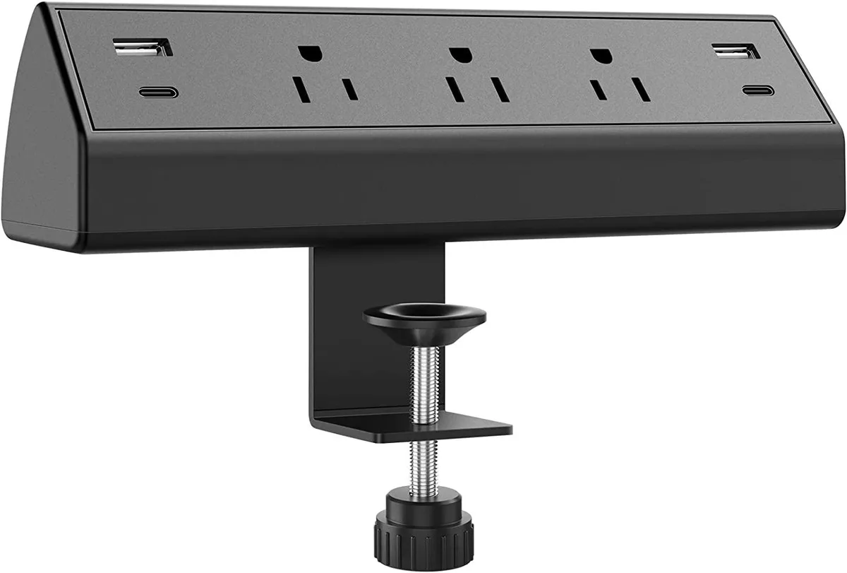 DIVI DIVI Desk Clamp Power Strip USB-C 20W PD QC3.0 3 Outlets 6ft Cord — product photo