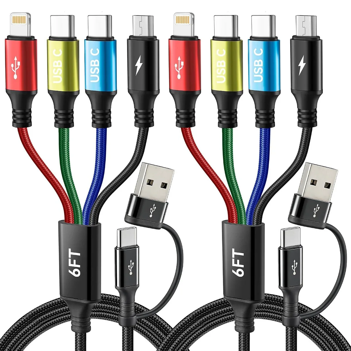 Miimall Miimall MINLU 4-in-2 Multi Charging Cable Dual USB-C 6ft 2-Pack — product photo