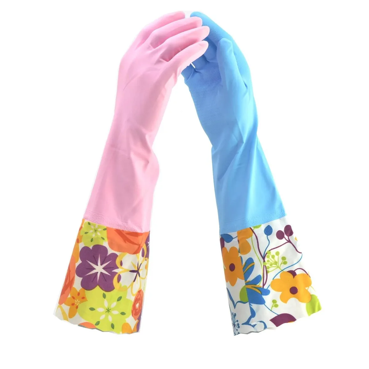 G & F Products G & F Products Vinyl Household Gloves Latex Free 2 Pair Pack Medium Multi-Color 15-inch — product photo