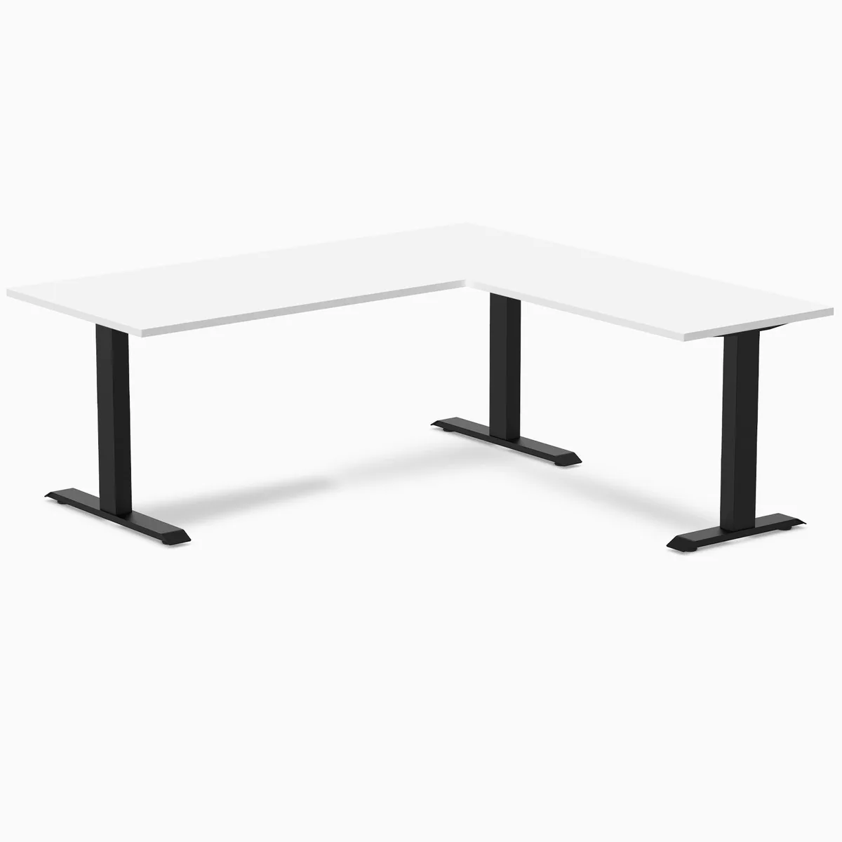 Desky Desky Zero Laminate L-Shape Desk Walnut Grey 59 x 61 in 440 lbs — product photo