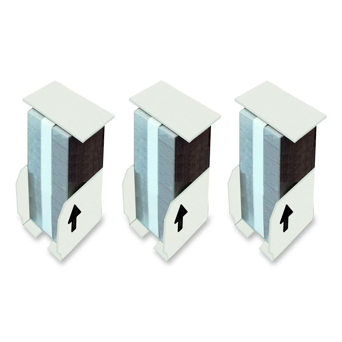 Box of three Ricoh Type K staple cartridge refills, white plastic casings with green labels