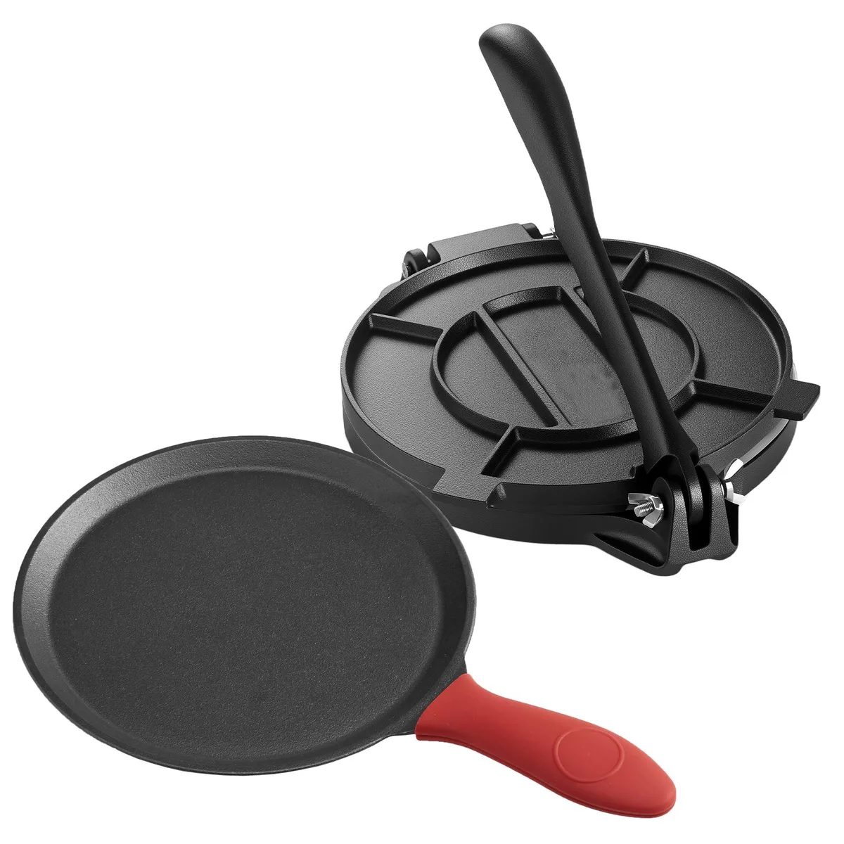 VEVOR VEVOR 10 Inch Cast Iron Tortilla Press with 10.5 Inch Pan and 100 Parchment Papers — product photo