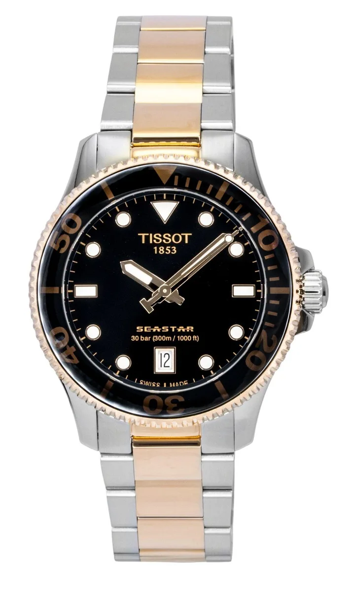 Tissot Tissot Seastar 1000 Two Tone Stainless Steel Black Dial Quartz Diver's 36.00 mm 300M Men's Watch — product photo