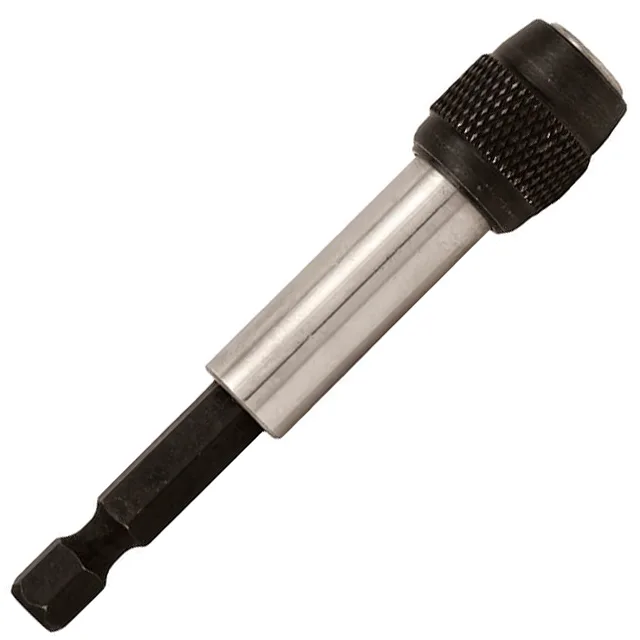 Tuff Stuff BHQR300 3-inch quick-release bit holder, silver metal cylinder with knurled collar