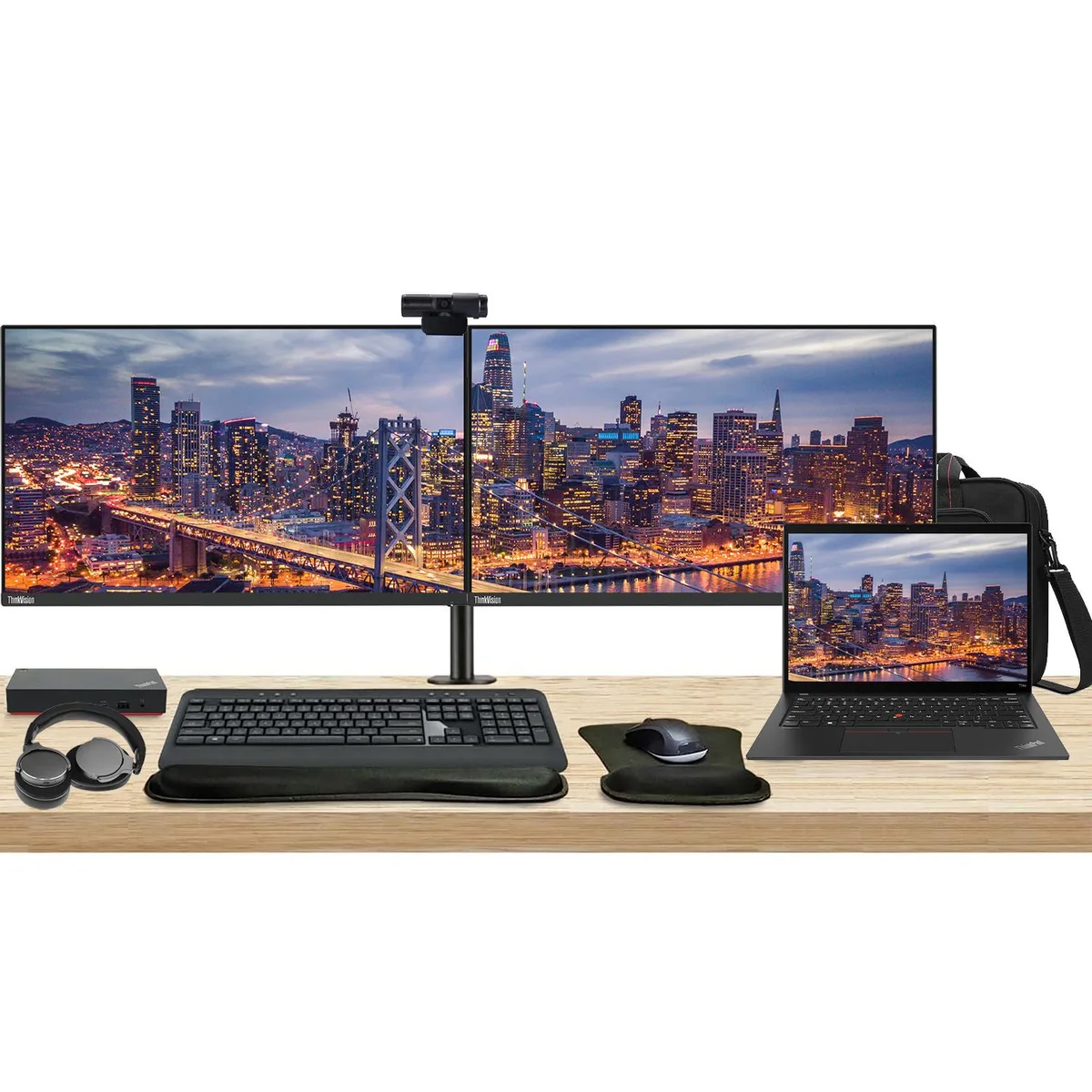 Lenovo Lenovo ThinkPad T14 Gen 4 14" Touchscreen Ryzen 5 16GB 512GB Dual 27" Monitor Bundle — product photo