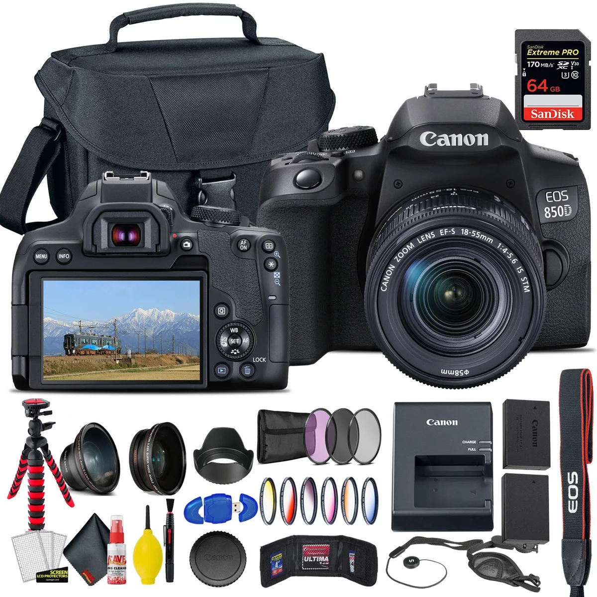 Canon Canon EOS 850D Rebel T8i DSLR Camera 18-55mm Lens Bundle — product photo