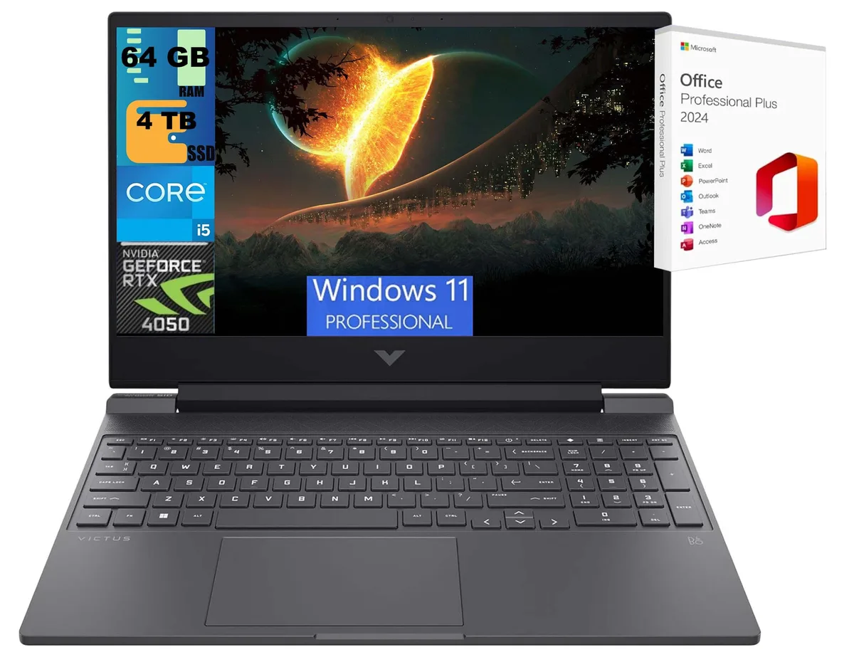 HP HP Victus 15 Raider gaming laptop i5-12500H 12-core 64GB 4TB RTX 4050 Gray — product photo