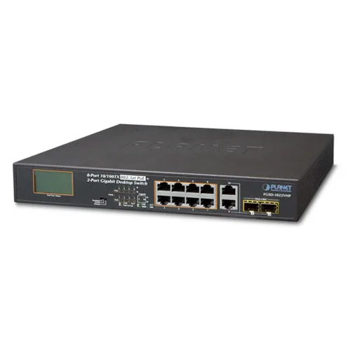 PLANET PLANET FGSD-1022VHP 8-port 10/100 PoE + 2-port Gigabit TP/SFP combo desktop network switch — product photo