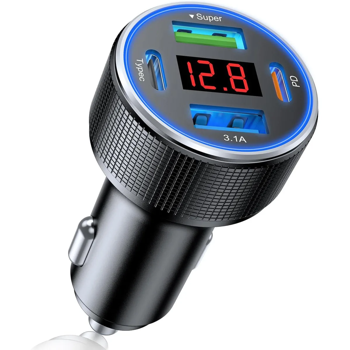 AUTYUE AUTYUE 66W 4-Port Car Charger with Voltmeter — product photo