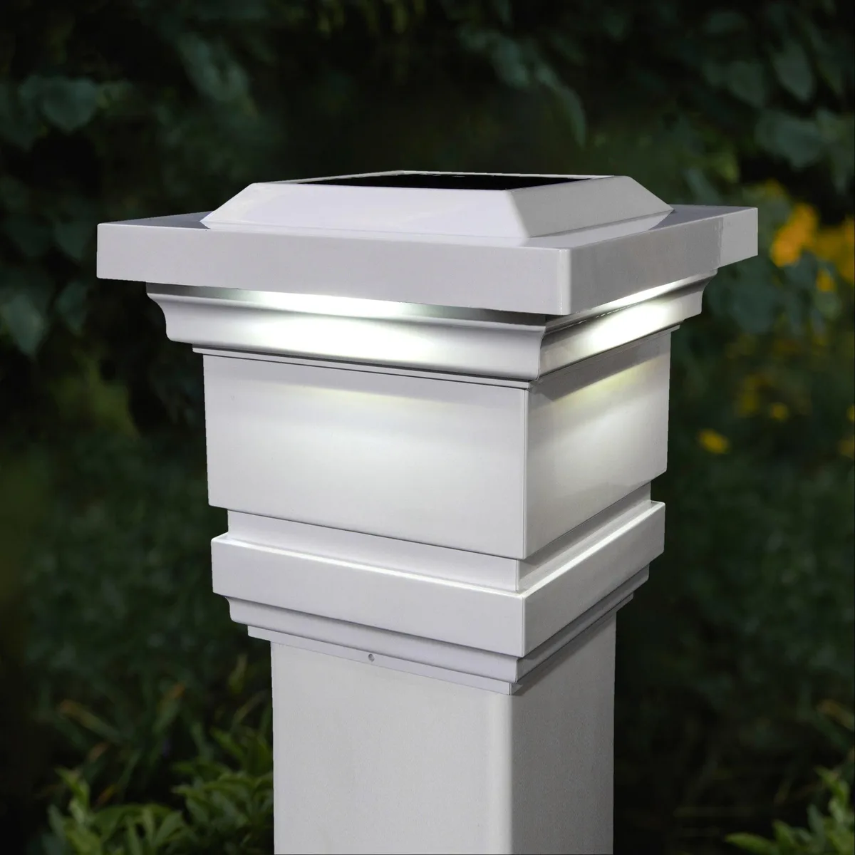 Classy Caps Mfg. Inc. Classy Caps Mfg. Inc. 4x4 White PVC Solar Post Cap 2 Pack 15 Lumens 4500 5500K — product photo