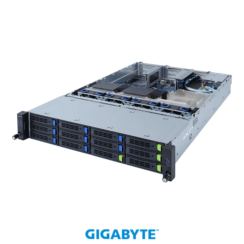 GIGABYTE GIGABYTE R262-ZA2 barebone server 2U AMD EPYC 7003 16 DIMM 4 x 3.5" bay — product photo