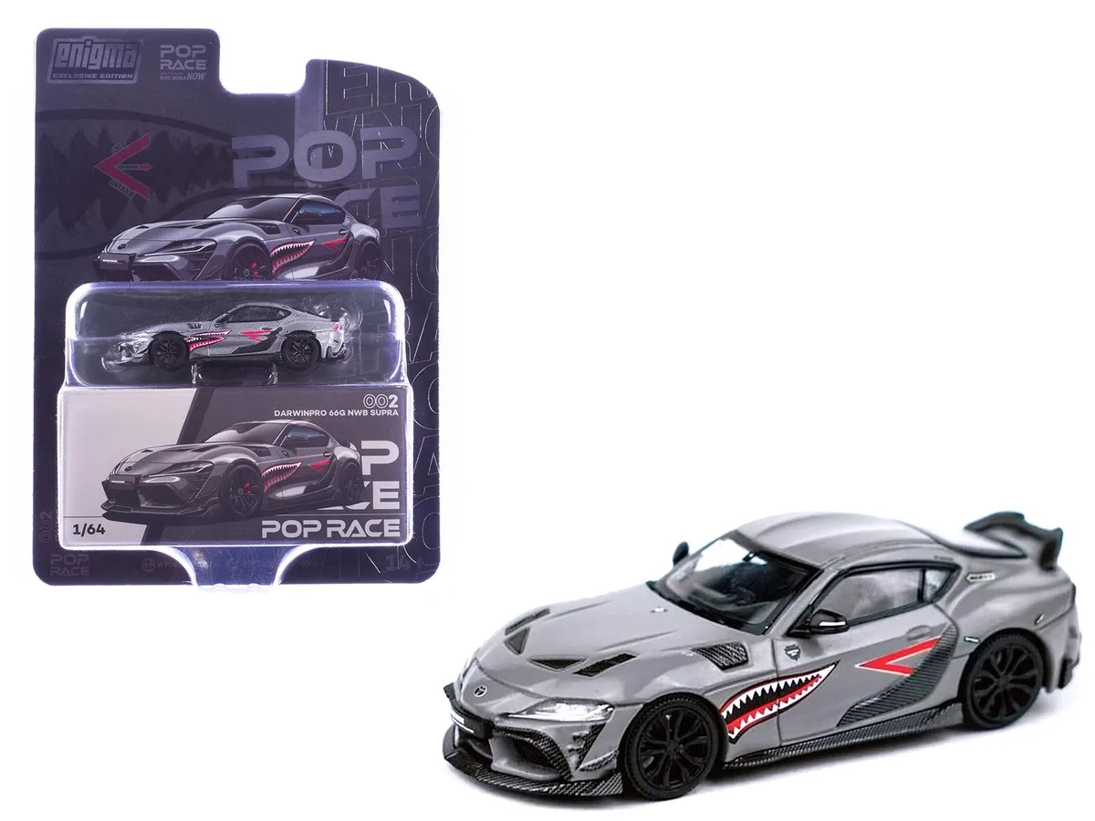 Pop Race Pop Race Toyota Supra DarwinPro 66G NWB Gray Metallic Shark Mouth 1/64 Diecast Hobby Collectible — product photo