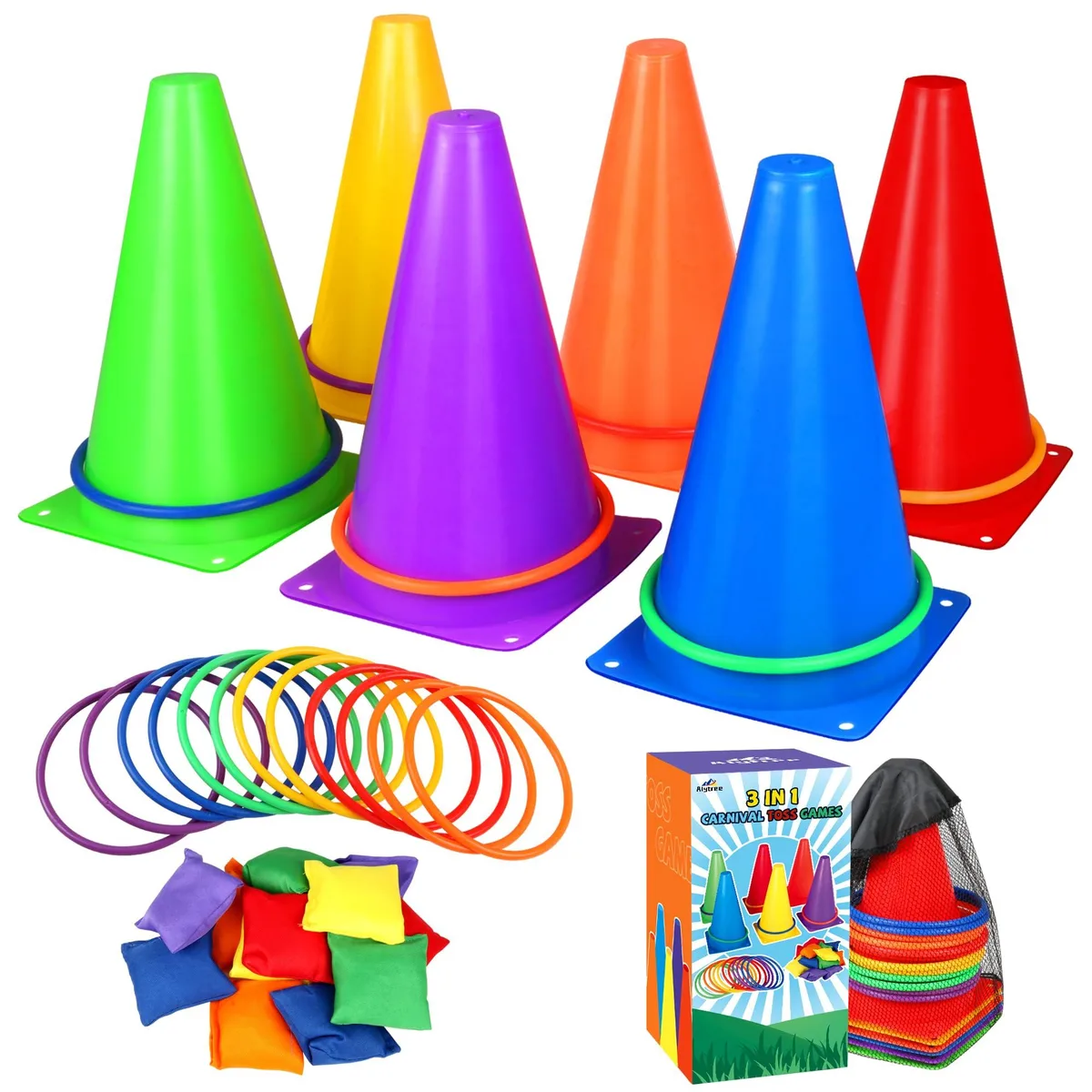  Worry Free Gadgets Carnival Game 31 PCS 3-in-1 Bean Bag Ring Toss Set — product photo