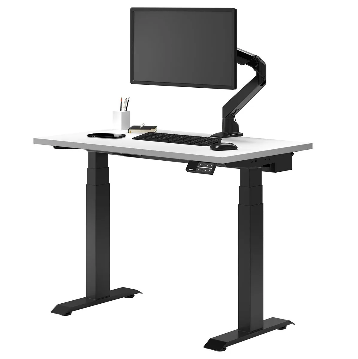Desky Desky Dual Mini Sit Stand Desk White 32 x 20 in Matte Black — product photo